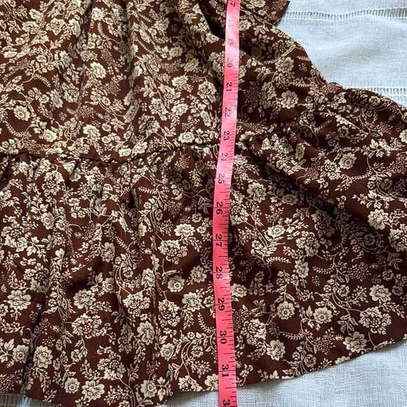 Bohme Brown and White Ruffled Puff Sleeve Mini Dress - Picture 13 of 14